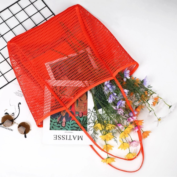 Mesh Large Tote-Orange - Picture 5 of 6